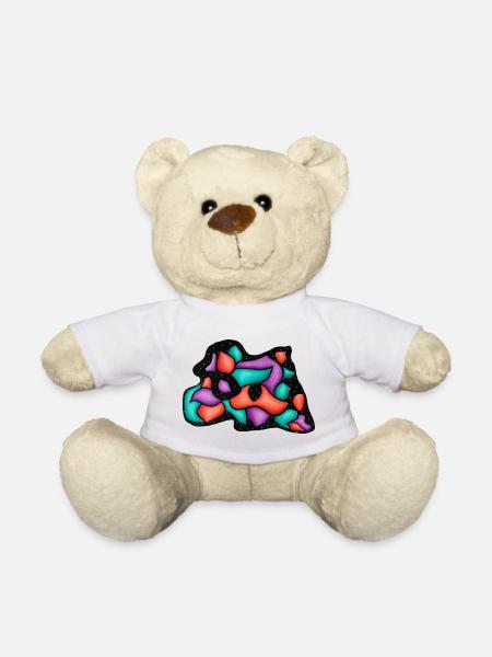 Abstrakte Farbblöcke im Nachtgrund - Teddy - Weiß