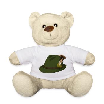 Grüner Filzhut mit Feder - Teddy - Weiß - Vorne