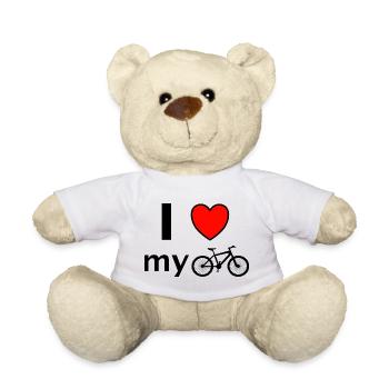 I Love Bicycle Saying Gift - Teddy Bear - white - Front