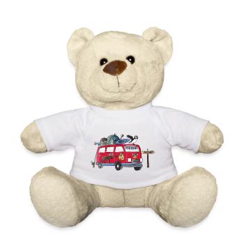 Vacances en camping en vanlife avec motif de camping-campeur en Norvège - Nounours - blanc - Devant