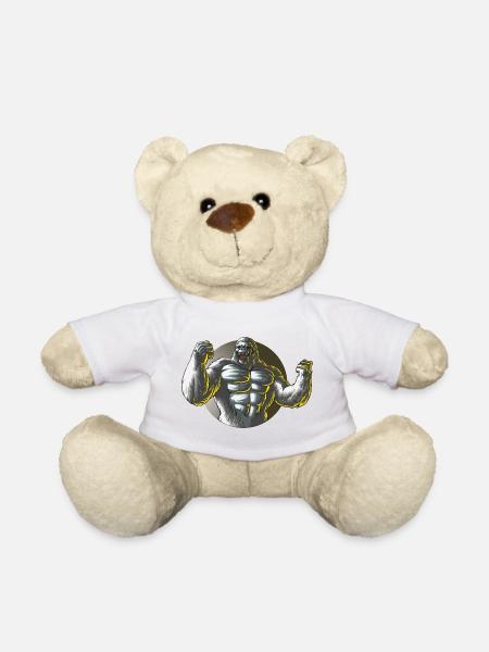 Monkey Gorilla Power Design - Teddy Bear - white