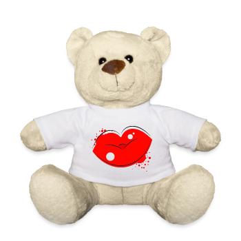 Red Kissing Lips Pop Art - Teddy Bear - white - Front