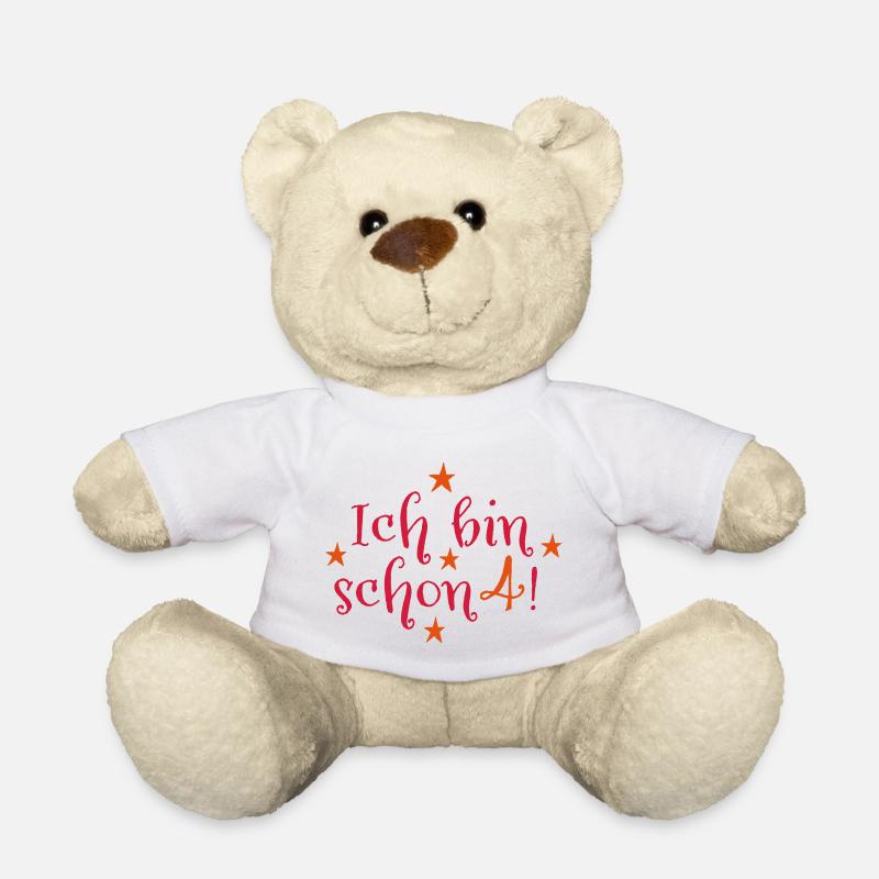 4. Geburtstag - Teddy - Weiß