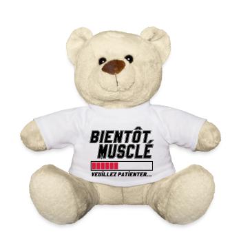 Bientôt musclé veuillez patienter,message,muscu - Nounours - blanc - Devant