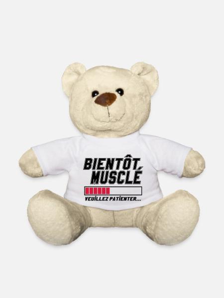 Bientôt musclé veuillez patienter,message,muscu - Nounours - blanc