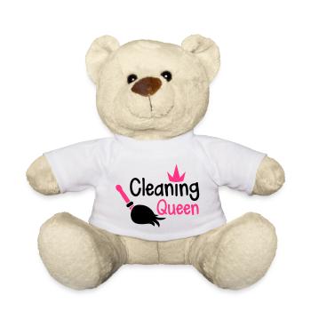 Reinigung Königin mit einem Besen und einer - Teddy - Weiß - Vorne