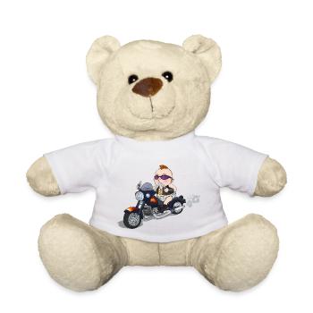 Cool Motorcycle Chopper Biker Baby Punker Peace - Teddy Bear - white - Front