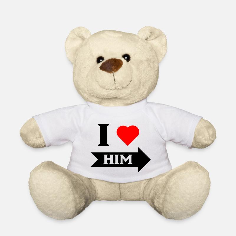 I love Him Pfeil rechts schwarz - Teddy - Weiß
