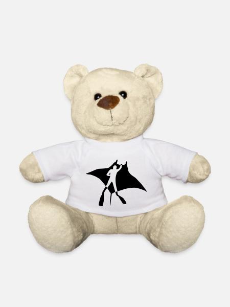 manta ray fish scuba diving dive diver ocean - Teddy Bear - white
