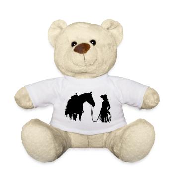 horse and woman - Teddy Bear - white - Front