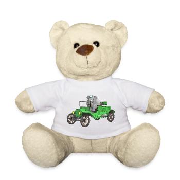 Vintage car cartoon funny - Teddy Bear - white - Front