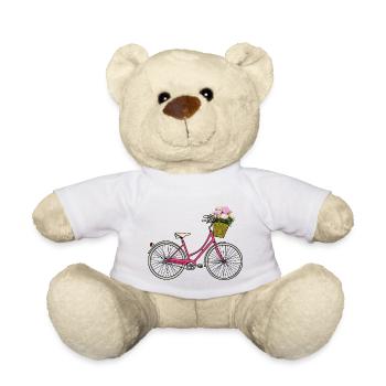 Bicycle with hydrangeas - Teddy Bear - white - Front