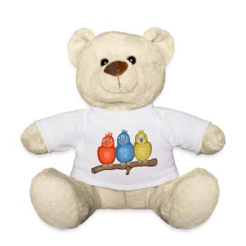 Colorful birds on a branch - Teddy Bear - white - Front