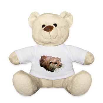 Tierliebhaber outfits, Fischotter Leinwandmuster - Teddy - Weiß - Vorne
