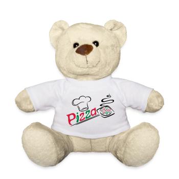 Pizza baker with cooking cap - Teddy Bear - white - Front
