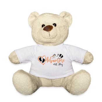 Hebamme mit Herz Klapperstorch mit Baby Babyfüße - Teddy - Weiß - Vorne