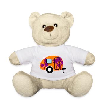 Caravan palm caravan camping camper colorful - Teddy Bear - white - Front