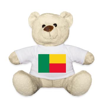 sticker flag of Benin Aufkleber Fahne Benin - Teddy Bear - white - Front