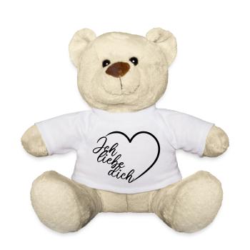 Ich liebe dich Kalligrafie Herz - Teddy - Weiß - Vorne