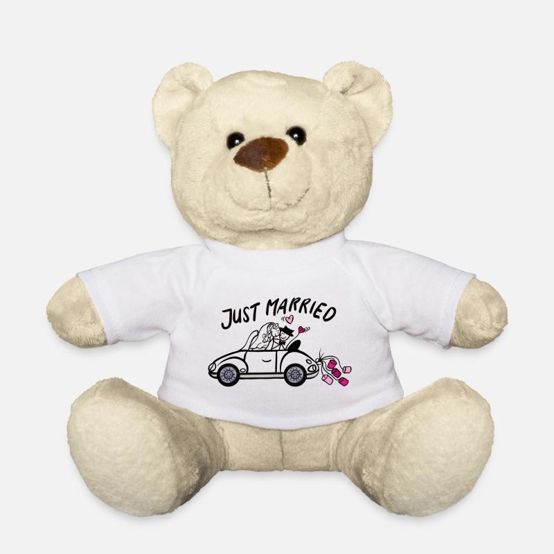 Voiture de mariage amoureuse des cœurs - Nounours - blanc