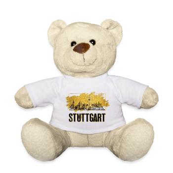 Stuttgart Deutschland Stadt Skyline Heimat Gold - Teddy - Weiß - Vorne