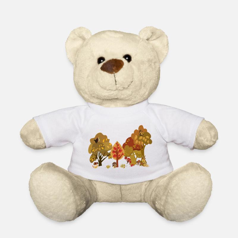 Autumn Forest Wildlife Silhouette - Teddy Bear - white