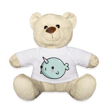 Süßer Narwal Trans Transgender Flagge Fahne LGBTQ - Teddy - Weiß - Vorne