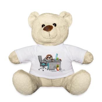 Tired lazy employee sloth in office - Teddy Bear - white - Front