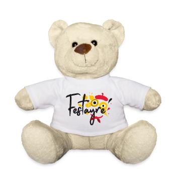 Festayre, béret et foulard rouge, faire la fête ! - Nounours - blanc - Devant