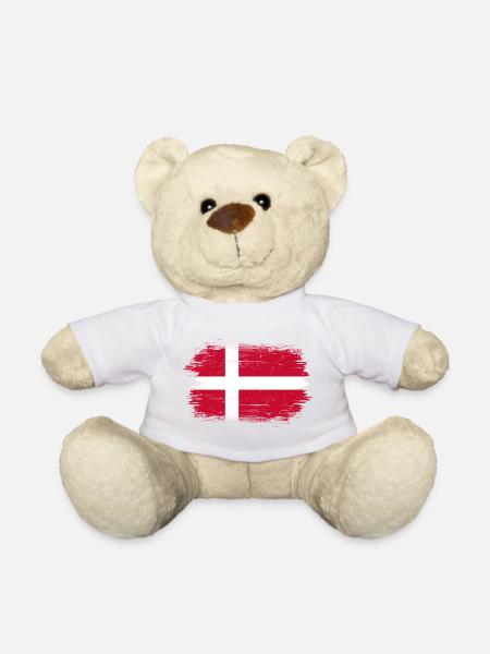 Grunge-Dannebrog-Pinselfahnen-Design - Teddy - Weiß