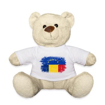 EU Stars Over Romanian Flag Brush - Teddy Bear - white - Front