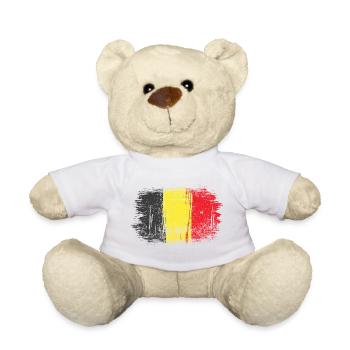 Pinselstrich Belgische Flagge - Teddy - Weiß - Vorne
