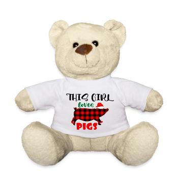 This Girl Loves Pigs Christmas - Teddy Bear - white - Front