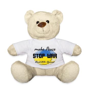 Frieden schaffen und Krieg stoppen - Teddy - Weiß - Vorne