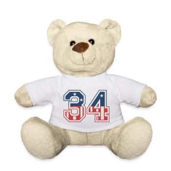Number 34 USA - Teddy Bear - white - Front