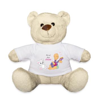 Little boy playing guitar for a plush friend - Teddy Bear - white - Front
