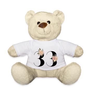 33rd anniversary flowers (Gift of 33 years) - Teddy Bear - white - Front