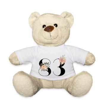 83rd anniversary in bloom (Gift of 83 years) - Teddy Bear - white - Front