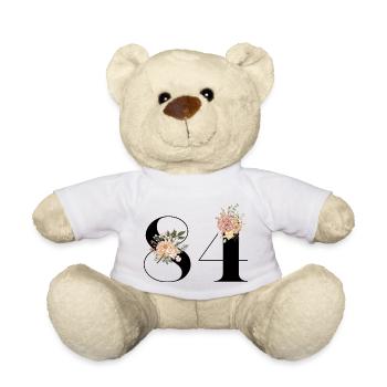 84th Anniversary Flowers (Gift of 84 years) - Teddy Bear - white - Front