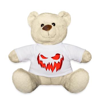 Creepy scary pumpkin face Halloween - Teddy Bear - white - Front