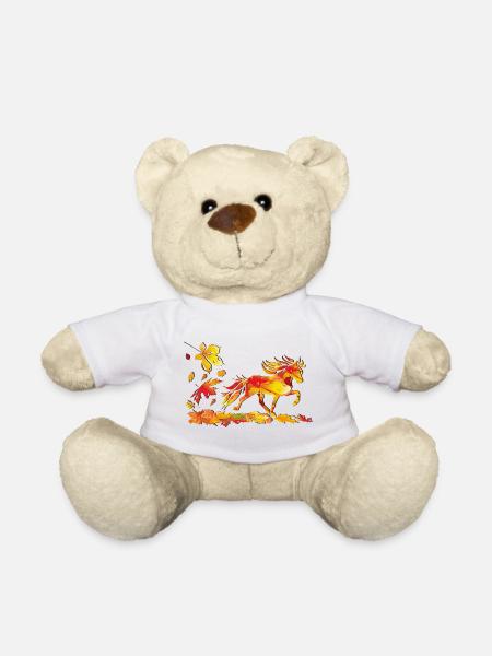 Herbstpferd aus Blattkunst - Teddy - Weiß