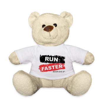 Run Faster Red Brush Style - Teddy Bear - white - Front