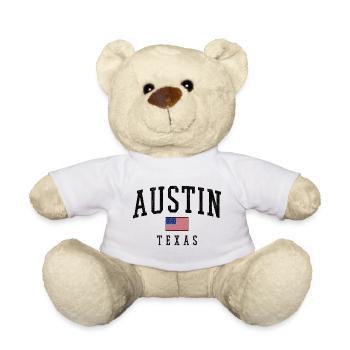 Austin, Texas, motif du drapeau des États-Unis - Nounours - blanc - Devant