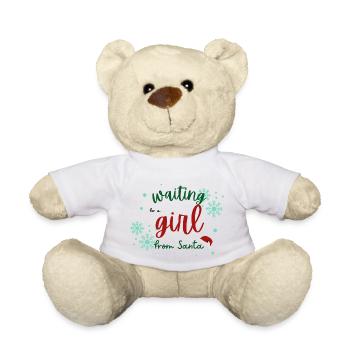Waiting for a girl from Santa Weihnachtswunsch - Teddy Bear - white - Front