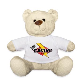 Racing Lightning Bolt & Flag - Teddy Bear - white - Front