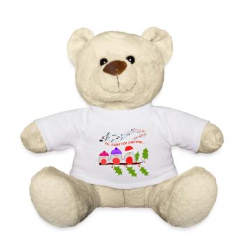 Robins are waiting for Christmas - Teddy Bear - white - Front