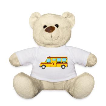 Ambulance 112 Krankenwagen Halbmond gelb - Teddy - Weiß - Vorne