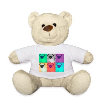 Pop Art Pug Design on Clothing - Teddy Bear - white - Front