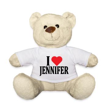 T-Shirt I love Jennifer T-Shirt Geschenkidee - Teddy - Weiß - Vorne