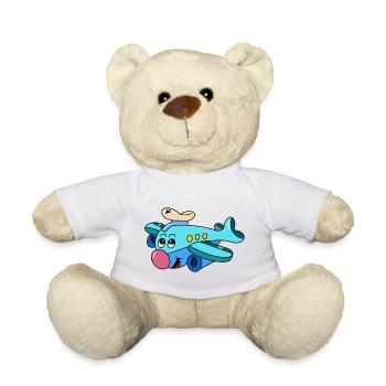 Bruce der Pilot – Cartoon Flugzeug - Teddy - Weiß - Vorne